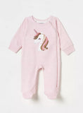 Juniors pink unicorn sequins zipped sleepsuit (Fleece lined) (Winter)