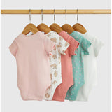 Mothercare bunny printed and half sleeves cotton bodysuits (set of 5)