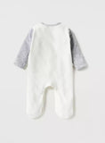 Juniors white fleece sleepsuit with grey coat design (Winter)