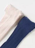 Juniors pink & navy texture tights (winter) set of 2
