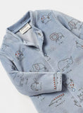Juniors All Over Animals Printed Blue Fleece Sleepsuit (Winter)