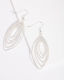 Lovisa silver Textured marquise drop earrings (Jewellery)