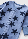 Matalan Blue All Over Star Printed Zipped Fleece Sleepsuit (winter)