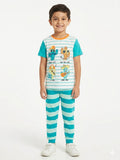 Juniors cactus & stripe printed shirt & pyjama set (set of 2) (Summer)