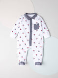 Juniors all over yatch printed collared sleepsuit