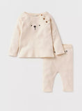 Juniors beige bear knitted shirt & Pyjama set (set of 2) (winter)