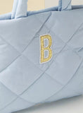 Barbie blue quilted handbag with Top Handle and Zip Closure