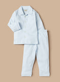 Giggles solid blue shirt & pyjama set (set of 2)
