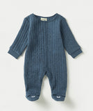 Juniors navy ribbed sleepsuit (Thick cotton) (Winter)