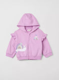 Juniors pink snail embroidered fleece frill hoodie (Winter)