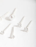 Lovisa pearl & rhinestone earrings (Pack of 3) (Jewellery)