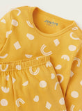 Juniors yellow rainbow printed shirt & pyjama set (set of 2)