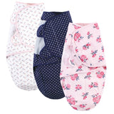 Hudson baby floral & polka dots print swaddle wrap ( pack of 3)