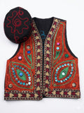 Girls embroidered waist coat(with cap)