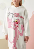 Max pink panther white fleece lined long hoodie (Winter)