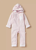 Juniors pink sheep embroidered fleece openfeet sleepsuit (winter)
