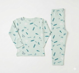 Juniors blue leafy printed shirt & pyjama set (set of 2)