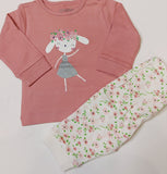Juniors bunny & floral orinted shirt & pyjama set (set of 2)