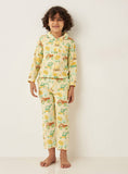 Juniors all over vehicle printed yellow shirt & Pyjama set (set of 2)