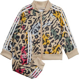 Adidas beige camouflage zipped pullover & jog set (set of 2)
