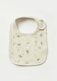 Junior gray dandelion print Bib with Button Closure