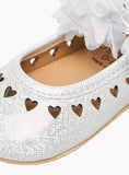 Juniors silver heart applique infant shoes