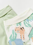 Juniors green & jungle printed jog pants (set of 2)