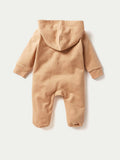 Juniors brown little star padded & hoodes white sleepsuit (winter)