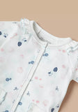 Juniors frill white all over printed sleepsuit