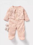 Juniors pink coat printed sleepsuit & toy (set of 2)