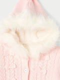 Juniors Pink Knitted Button Down Hooded Pullover (Winter)