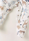 Juniors white pastel safari printed sleepsuit
