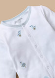 Juniors blue bird & car embroidered sleepsuit