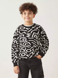 Juniors boys artistic black knitted pullover (Winter)
