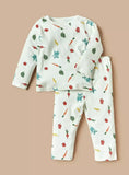 Juniors frog & vegetables printed shirt & pyjama set (set of 2)