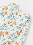 Juniors all over colorful dino printed zipped sleepsuit