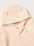 Juniors pink quilted & padded hooded openfeet sleepsuit (Winter)
