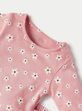 Juniors pink all over flowers printed shirt & pyjama set (set of 2)