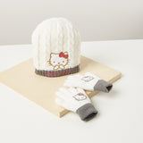 Hello Kitty Embroidered Applique Detail Beanie Cap with Gloves ( set of 2) (Winter)