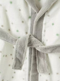 Juniors All Over Polka Dot Detail Hooded fleece bathrobe With Tie Up Belt