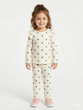 Juniors all over apples printed ribbed shirt & pyjama set (set of 2)