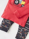 Juniors red tractor shirt & pyjama set (set of 2)