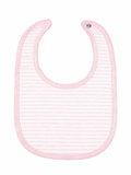 Juniors pink striped bib with button closure