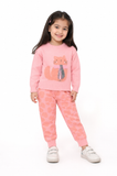 Juniors pink knitted cat shirt & Pyjama set (set of 2)(winter)