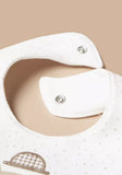 Giggles Solid Bib with Bow Detail and Press Button Closure