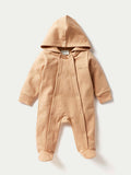 Juniors brown little star padded & hoodes white sleepsuit (winter)