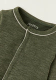 Juniors olive green ribbed openfeet sleepsuit