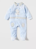 Juniors blue bear collared fleece sleepsuit (Winter)