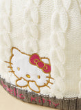 Hello Kitty Embroidered Applique Detail Beanie Cap with Gloves ( set of 2) (Winter)