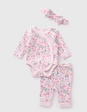 Matalan Marie ribbed bodysuit, Pyjama & Headband set (set of 3)